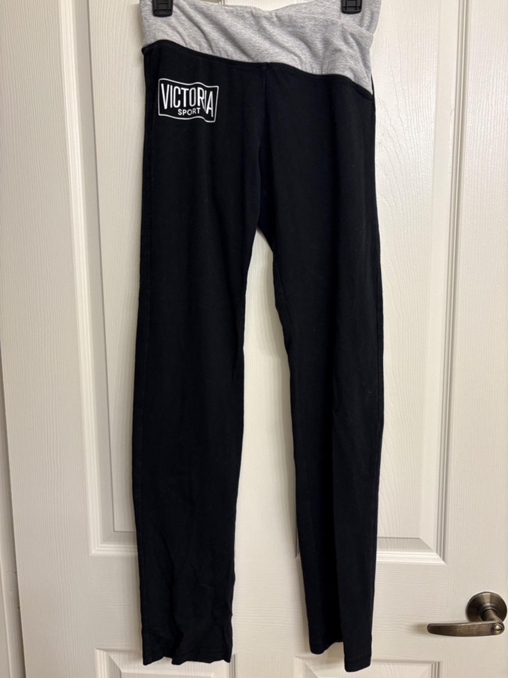 Victoria Sport Women's Black Joggers with Gray Fold-Over Waist
